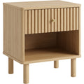 Mjvbn Fluted One Drawer Open Shelf Nightstand Natural Oak - Product view