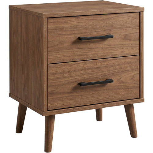 Mjvbn Two Drawer Walnut Nightstand Black Pulls - Product view